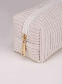 1 Pieza Estuche de lápices de pana con transferencia térmica personalizada, nuevas rayas gruesas, estuche de lápices personalizado con texto personalizado - Gran capacidad, bolsa de almacenamiento - Perfecto para guardar útiles escolares, artículos de oficina y regalos únicos de vuelta al colegio