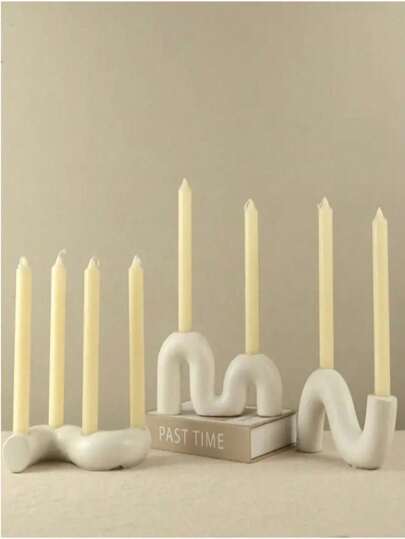 1pc European Minimalist Style Romantic Ceramic Candle Holder, Suitable For Decorative Dining Table Candle Stand, Perfect For Halloween, Christmas And New Year Gifts, Ceramic Material, Desktop Installation