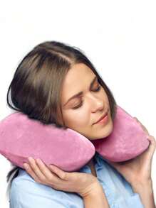 1pc Travel Pillow Neck Pillow Airplane Pillow Travel Car Home Office Travel Neck Flight Pillow Snap Button With Soft Cover, U Shaped Neck Pillow Portable Student Adult Pillow Pad, Supports Neck And Protects Cervical Vertebrae While Studying Or Riding In Car, Office Or Other Travel