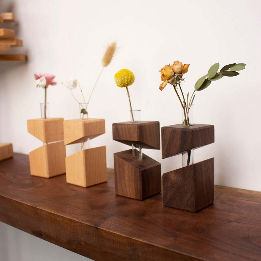 Jarrón de flores asimétrico y único para decoración elegante de mesa, sala de estar, regreso a clases, suministros escolares, de vidrio