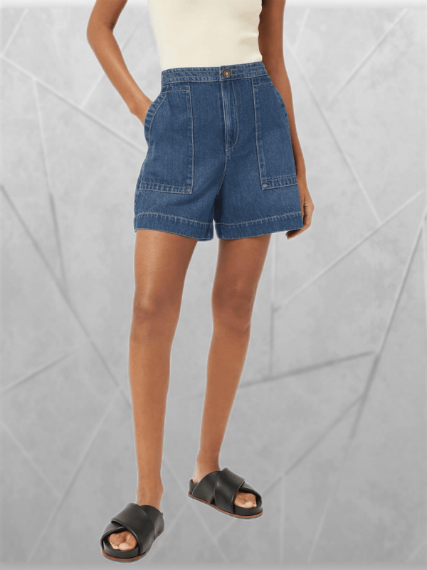 Women's High-Waisted Wide-Leg Denim Shorts With Pockets – Casual Summer Jean Shorts