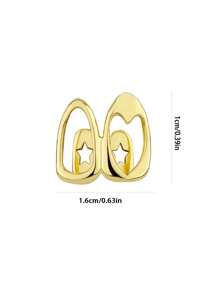 1pc Gold Plated Hollow Heart Shaped Double Tooth Grillz, Hiphop Style Jewelry For Men & Women, Suitable For Wearing Or Gift