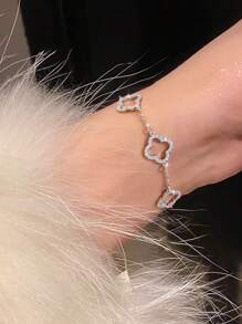 1 Pc 925 Sterling Silver Exquisite Elegant Four Leaf Clover Bracelet Bracelet For Women Fine Jewelry Party Gift Birthday Gift Daily Wear