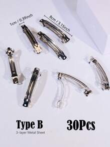 5-100pcs/Pack Regular Simple Metal Snap Hair Clips Claw Clips Hair Claws Hair Barrettes, School Stuff, Hair Accessories, Head Accessories, Hair Accessories For Women - Silver - View 15