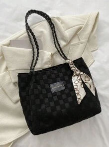 2025 Summer New Fashion Large Capacity Shoulder Handbag Women Commute Tote Bag With Free Scarf (Scarf Color Randomly Delivered)