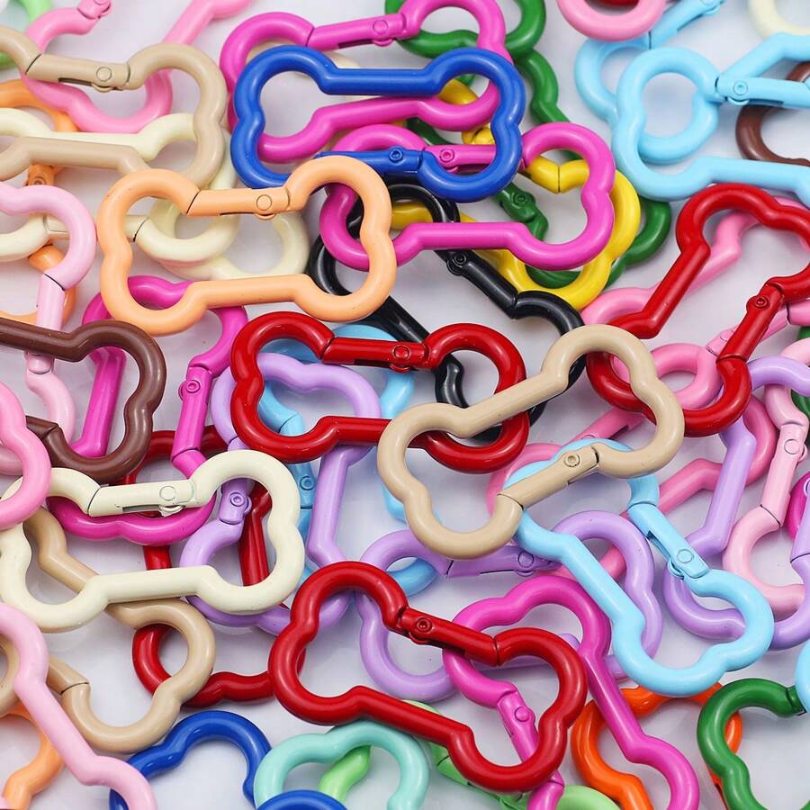 2pcs Colorful Painted Bone Shaped Aluminum Alloy Keychains, Bag/Backpack Keyring Pendant, Suitable For Outdoor Camping And Activities