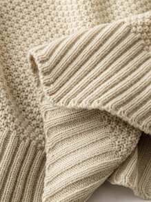 Plus Size Casual Solid Color Crew Neck Knit Sweater Vest Top - Apricot - View 7