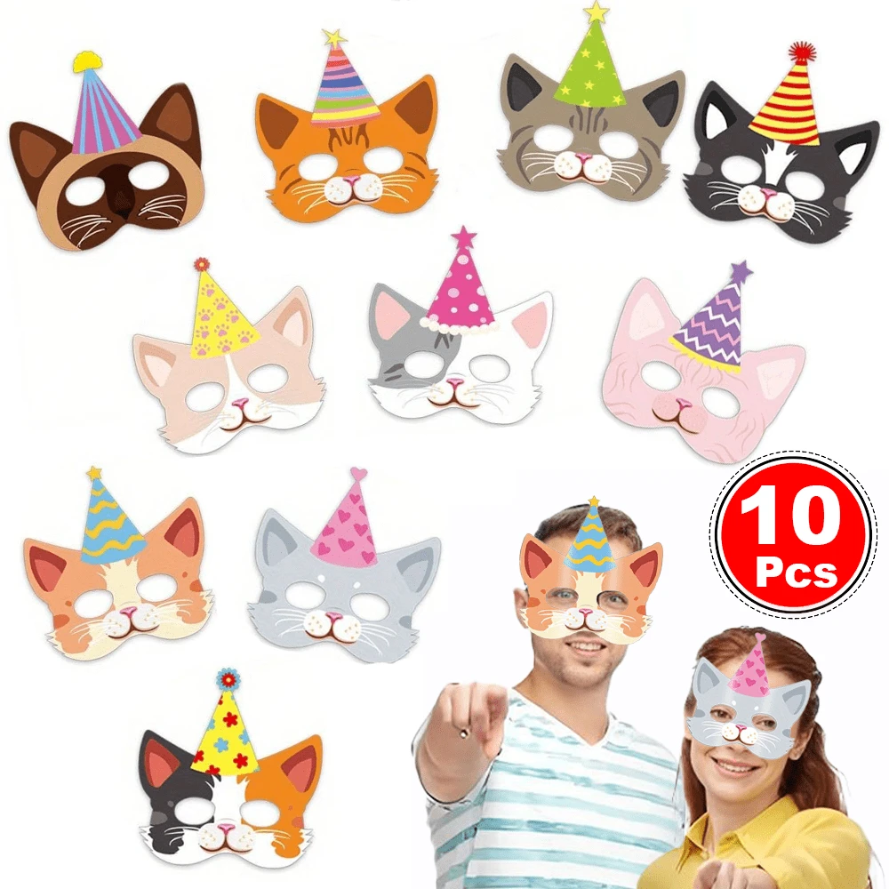 10 Mặt nạ sinh nhật mèo, đồ trang trí tiệc sinh nhật mèo, đồ dùng tiệc sinh nhật cho mèo - Nhiều màu - Xem 1