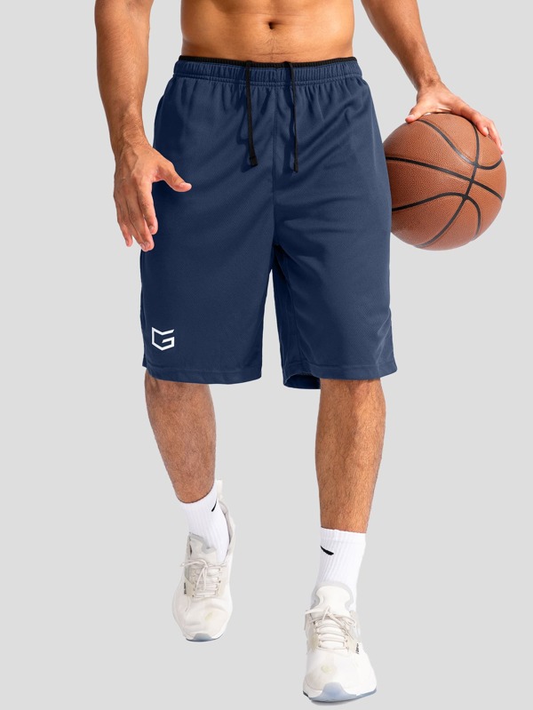 G Gradual Pantalones cortos de baloncesto para hombre, deportes al aire libre con cintura con cordón, bolsillos con cremallera y transpirables