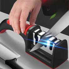 Four-Stage Professional Knife Sharpener - Diamond / Ceramic Rod, Safety Design, Quick Recovery Of Knife Edge - 紅黑 - 查看 1