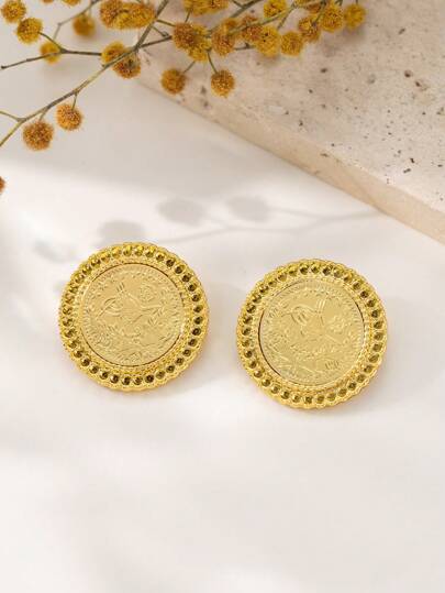 Herseygold 1 Pair Gold-Plated Iron Alloy Kurdish Women Brooch, Wedding Festival Accessory, Ottoman Totem Girl Small Brooch