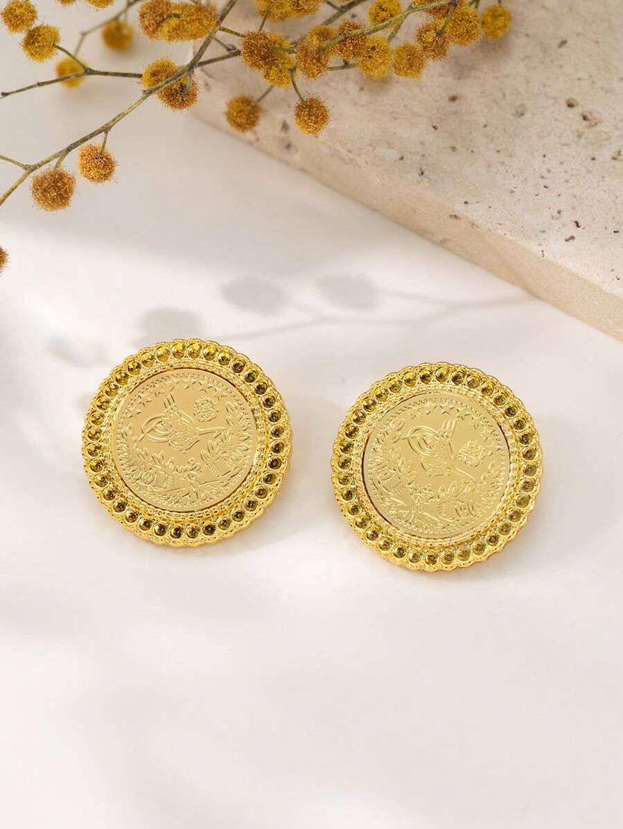 Herseygold 1 对镀金铁合金库尔德女士胸针，婚礼节日配饰，奥斯曼图腾女孩小胸针 - 金色 - 查看 1