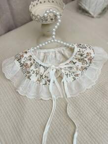 1pc Women's Retro Ditsy Floral Cute & Elegant False Collar, Decorative Accessory For All Seasons Outfit For Dress For Christmas Decor - A - View 11