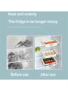 1 قطعة منظم معلق للمطبخ، علبة تخزين البيض والفاكهة لثلاجة الجزائر, درج للطعام، اكسسوار مطبخ ، رف منظم للثلاجة - أبيض - مشاهدة 12