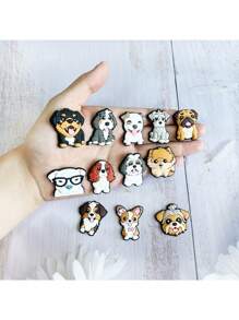 12 件/套可爱卡通狗鞋饰 - DIY 可拆卸 PVC 扣，混合颜色，创意街头风格鞋饰，理想的圣诞礼物配件，狗配件