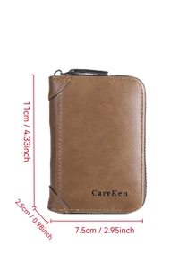 Porta-cartões acordeão mini com zíper masculino, estojo multifuncional para cartão de crédito pequeno, carteira de identidade e moedas estilo vertical