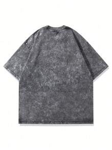 1 件休闲户外简约水洗 T 恤，适合青少年男孩和青少年男孩，春/夏 - 深灰色 - 查看 2