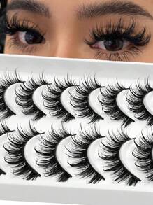 Asiteo 10 Pairs Spike Cartoon Style False Eyelashes - Thick & Curly, Full Strip Lashes, Beginner Friendly, Reusable, Perfect For Cosplay And Anime Makeup - Black - View 3
