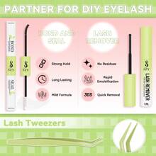 Eyelash Kit Manga Cluster  Natural Pretty  With Eyelash Bond And Seal Eyelash Remover Tweezers 154Pcs 10-18MM Pretty Individual Eyelash - 黑色 - 查看 8