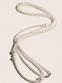 1pc Elegant Premium White Pearl Waist Chain Summer, School Fall, Autumn, Halloween