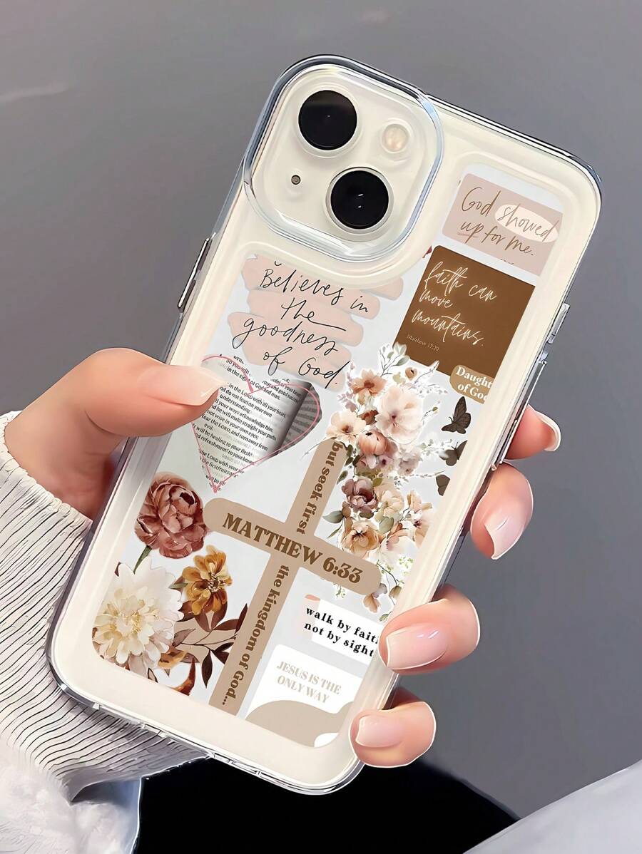 1 pieza Funda de teléfono a prueba de golpes y huellas dactilares con cobertura completa, diseño de lema cruzado y estampado, compatible con iPhone 16/16 Pro/16 Plus/15/15 Pro Max/15 Pro/11/12/13/14 Pro Max/11 Pro/11 Pro Max/12 Pro/12 Pro Max/13 Pro/13 Pro Max/14 Pro/14 Pro Max/16 Pro Max/16/16 Pro/16 Plus, diseño minimalista y creativo de funda suave