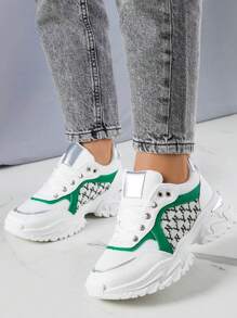 Women's Letter Pattern Casual Comfortable Sports Sneakers, Versatile For Daily Wear - White - View 1