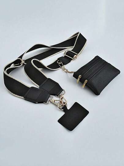 Dragonne de téléphone avec poche zippée, dragonne à clip pour téléphone, lanière de téléphone bandoulière avec portefeuille zippé, bandoulière de téléphone, le compagnon parfait pour l'extérieur, idéal pour les femmes et les hommes