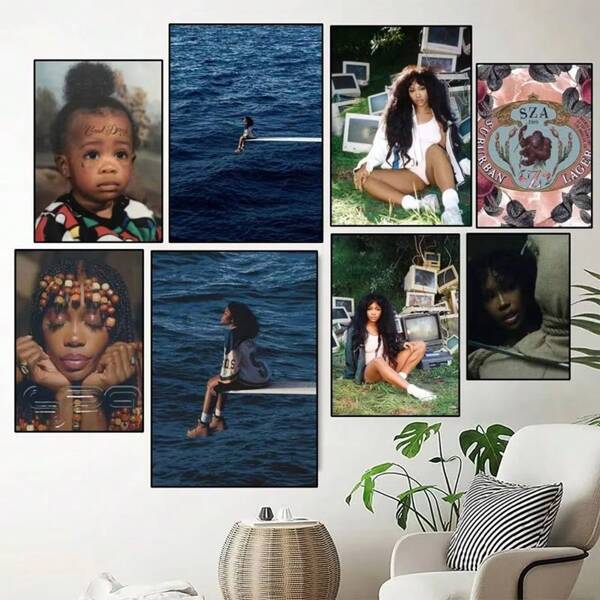 1pc/3PCS Wall Arts Posters Modern Pop Singer SOS Poster Print Mural Bedroom Living Room Frameless/Framed Canvas Art Coastal Decor Coastal Decor Beach Decor ,Wall Art With Frame