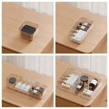 3/4/6PCS Combination Clear Plastic Drawer Organizer Set,Drawer Desktop Cosmetics Storage Box, Transparent Dresser Storage Box, Exquisite Storage Box,Desk Drawer Divider Organizers And Storage Bins For Makeup, Jewelry, Gadgets For Kitchen, Bedroom, Bathroom,Bedroom Room Decor,Back To School - Clear - View 5