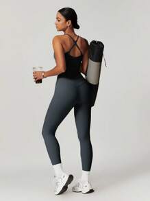 MASKERT "2-Piece Set"Women's Vest Yoga Tight Pants Set, High Stretch Running Sports Set, Comfortable And Skin Friendly