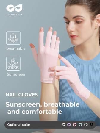 GOLOVEJOY 1 par nya halkfria cykelhandskar med solskydd för kvinnor, isiga, andningsbara fingerlösa körhandskar - lämpliga för cykling, bilkörning, manikyr