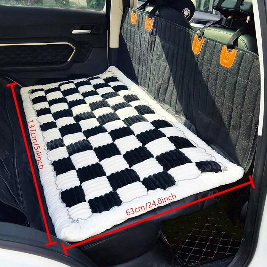 ZD-Accessories Backseat Pet Bed, Truck Plaid Dog Bed Car Back, Deluxe Dog Covers, Non-Slip Travel Pet, Fit Backseat Extenders And Trucks SUVs (, 24.8x54 Inch) Stuff - 黑白 - 查看 1