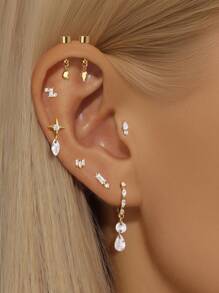 925 Sterling Silver Stud Flat Back Cartilage Helix Piercing Stud Earring Perfect For Daily Wear/Party/Gift Bridal Jewelry Fine Jewelry
