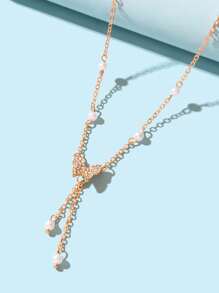 1pc French Minimalist Adjustable Length Silver Chain Necklace - Yellow Gold - View 3