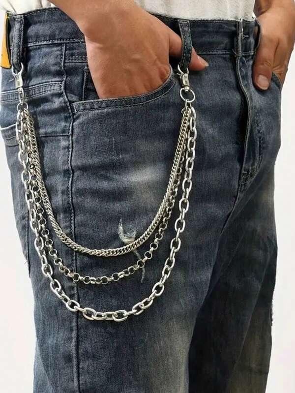 1 pieza Cinturón de cadena de estilo punk retro de varias capas, accesorio versátil adecuado para el uso diario de los hombres, idea de regalo para el cumpleaños del novio