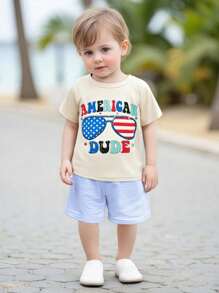 Toddler Boys 4th Of July Shirt, Kids USA Red White And Blue Shirts, American Flag Independence Day Tee 1-6T - Red - View 1