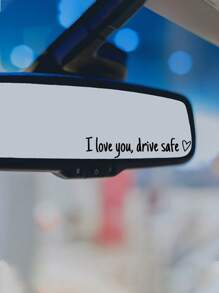 1pc "I Love You Drive" Rearview Mirror/Window Sticker, Essential Car Decal To Remind Family Members To Drively - Multicolor - View 4