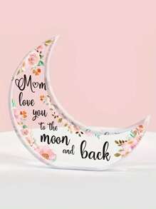 1 件母亲节亚克力月亮装饰，创意月亮亚克力桌面装饰“妈妈，我爱你就像遥远的月亮”，花卉设计，母亲节礼物，家居装饰，架子装饰，桌面装饰 - 粉色 - 查看 1