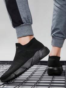 Summer New Solid Black Versatile Women Casual Sneakers, Breathable Lightweight Jogging Sports Shoes For Women