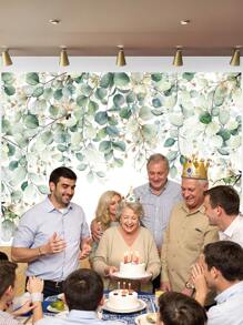 1 Stück Wandfotohintergrund mit grünen Eukalyptusblättern, Aquarell Frühling Natur Party Banner 150 * 100 cm / 210 * 150 cm / 270 * 180 cm, für Innen- und Außenbereich, Baby-Dusche, Geburtstag, Hochzeit Fotohintergrund