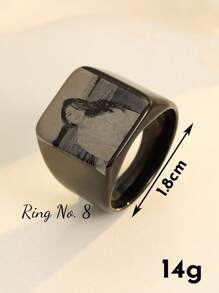 1pc Customizable Rectangle Casting Personalized Laser Engraved Photo Ring, Mother's Day Gift, Valentine's Day Gift, Birthday Anniversary, Family Gift For Friends, Classmates, Graduates, Fashion, Autumn Fashion, Winter Fashion