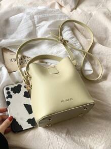 Bolso de mano elegante y simple de unicolor con patrón de litchi miniatura, versátil y adecuado para ir de compras y salidas casuales - Verde - Ver 4
