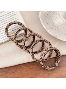 5条装女士发圈，新款高弹无缝豹纹发带，马尾辫发绳，女士高吸睛加厚发圈，马尾辫发圈，发绳，动物纹发带 - 彩色 - 查看 5