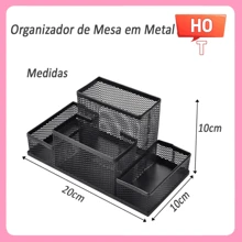 PORTA CANETA PORTA OBJETO ORGANIZADOR PARA MESA DE METAL ARAMADO - Preto - Visão 9