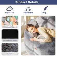 MAXYOYO Adult Bean Bag Chair,Loveseat  Or Single Floral Bean Bag Sofa, Super Soft Loveseat, Living Room Bedroom Faux Fur Reading Chair, Dark Gray - Dark Grey - View 8