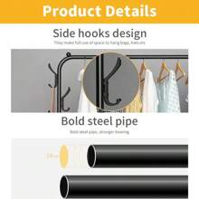 Clothes Rack, Clothes Rack, Metal Clothes Rail, Heavy Duty Clothes Rail With Bottom Rack For Coats, Skirts, Shirts, Sweaters, Black 110CM - Black - View 6