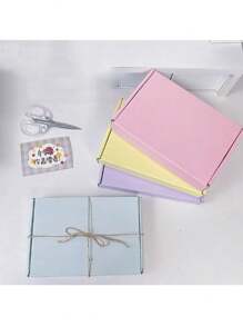 10 piezas, Caja de regalo color macaron - Cajas envío de cartón corrugado para embalaje, regalos artesanales, productos para pequeños negocios, bodas y fiestas - Multicolor - Ver 9