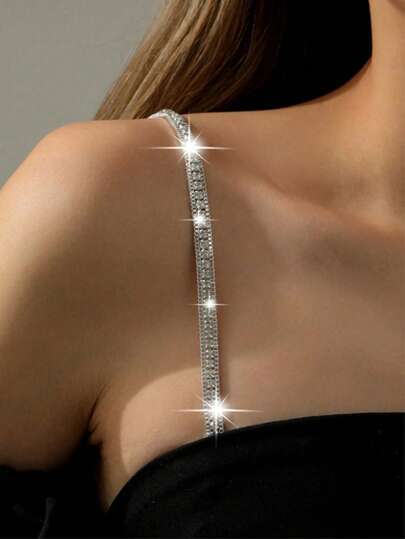 2pcs/Pair Diamond Decorated Women's Bra Straps Metallic Backless Bra Underwear Accessories