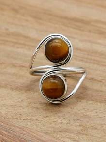 Tiger Eye 925 Sterling Silver Gemstone Adjustable Ring - Tiger Eye - View 2