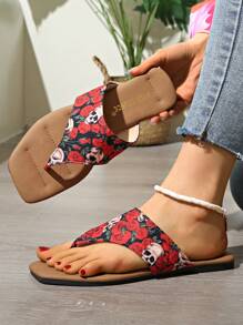 Teenager & Student V-Strap Flip Flops, Soft & Elastic Sole, Non-Slip Beach/Pool Slippers - Red - View 5